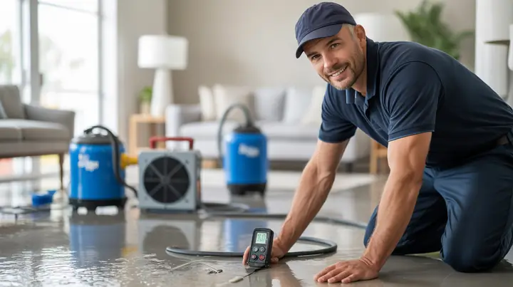 Water damage restoration technician (illustration photo)